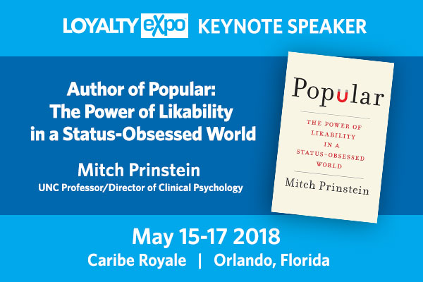 Mitch Prinstein, Bestselling Author of “Popular,” to be Keynote Speaker at Loyalty Expo