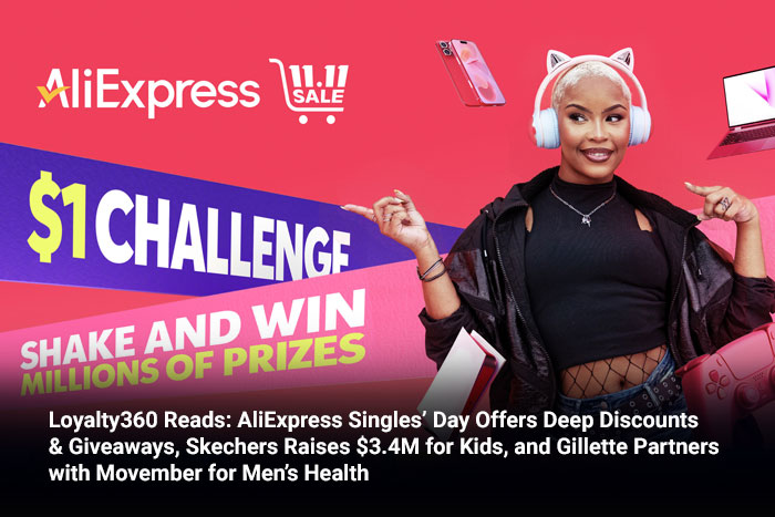 Loyalty360 Reads: AliExpress Singles’ Day Offers Deep Discounts & Giveaways, Skechers Raises $3.4M for Kids, and Gillette Partners with Movember for Men’s Health 