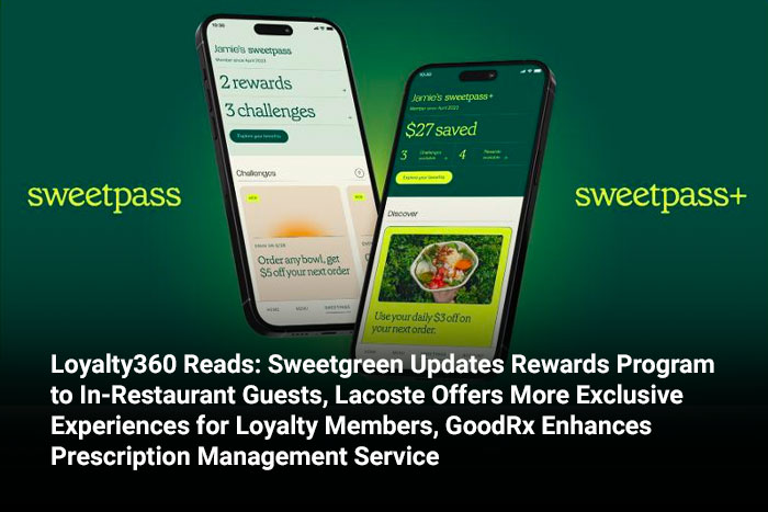 Loyalty360 Reads: Sweetgreen Updates Rewards Program to In-Restaurant Guests, Lacoste Offers More Exclusive Experiences for Loyalty Members, GoodRx Enhances Prescription Management Service 